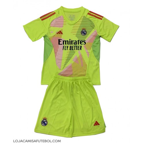 Camisa de Futebol Real Madrid Goleiro Equipamento Alternativo Infantil 2024-25 Manga Curta (+ Calças curtas)